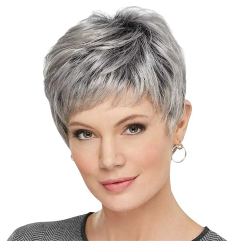 Перука коротка блонд із сивиною, термоволокно VC 335