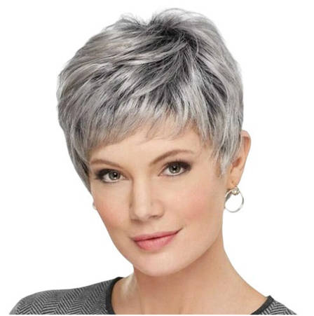 Перука коротка блонд із сивиною, термоволокно VC 335, фото 1