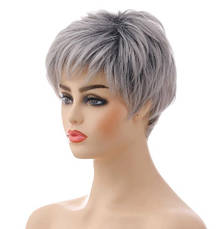 Перука коротка блонд із сивиною, термоволокно VC 335, фото 4
