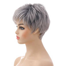 Перука коротка блонд із сивиною, термоволокно VC 335, фото 5