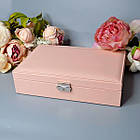 Скринька для прикрас біжутерії ювелірних виробів велика мінімалістична 28 см білий і рожевий колір, фото 4