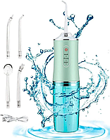 Іригатор портативний MADORU для чищення зубів, 4 насадки, зеленийEStyle