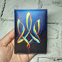 Обкладинка для ID паспорта Герб України обкладинка на пластиковий паспорт права Синя 7,5х10 см (D-21)