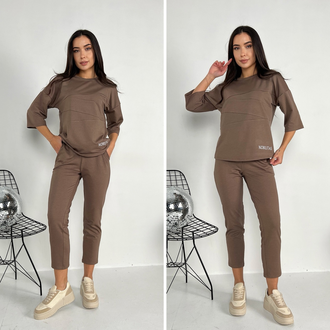 Літній костюм комплект комплект футболка та укорочені штани з кишенями, фото 1