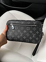 Кожаная сумка-месседжер мужская Луи Виттон черного цвета, модная барсетка Louis Vuitton среднего размера