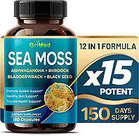 Премиальная добавка поддерживает здоровую иммунную систему GriMed Premium Sea Moss 150 капсул