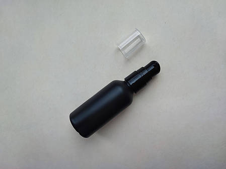 50 мл Поліетилен HDPE круглий флакон чорний з чорним дозатором 18/410 для крема, геля, масла пластиковий, пластмасовий, фото 1