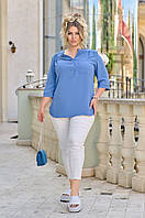 Стильная женская блузка рубашка голубая 52 54 56 58