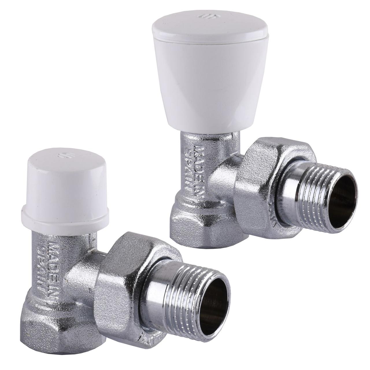 Кран радіаторний кутовий ARCO 1/2″ подача + обратка (комплект) KC012 KCM17, фото 1