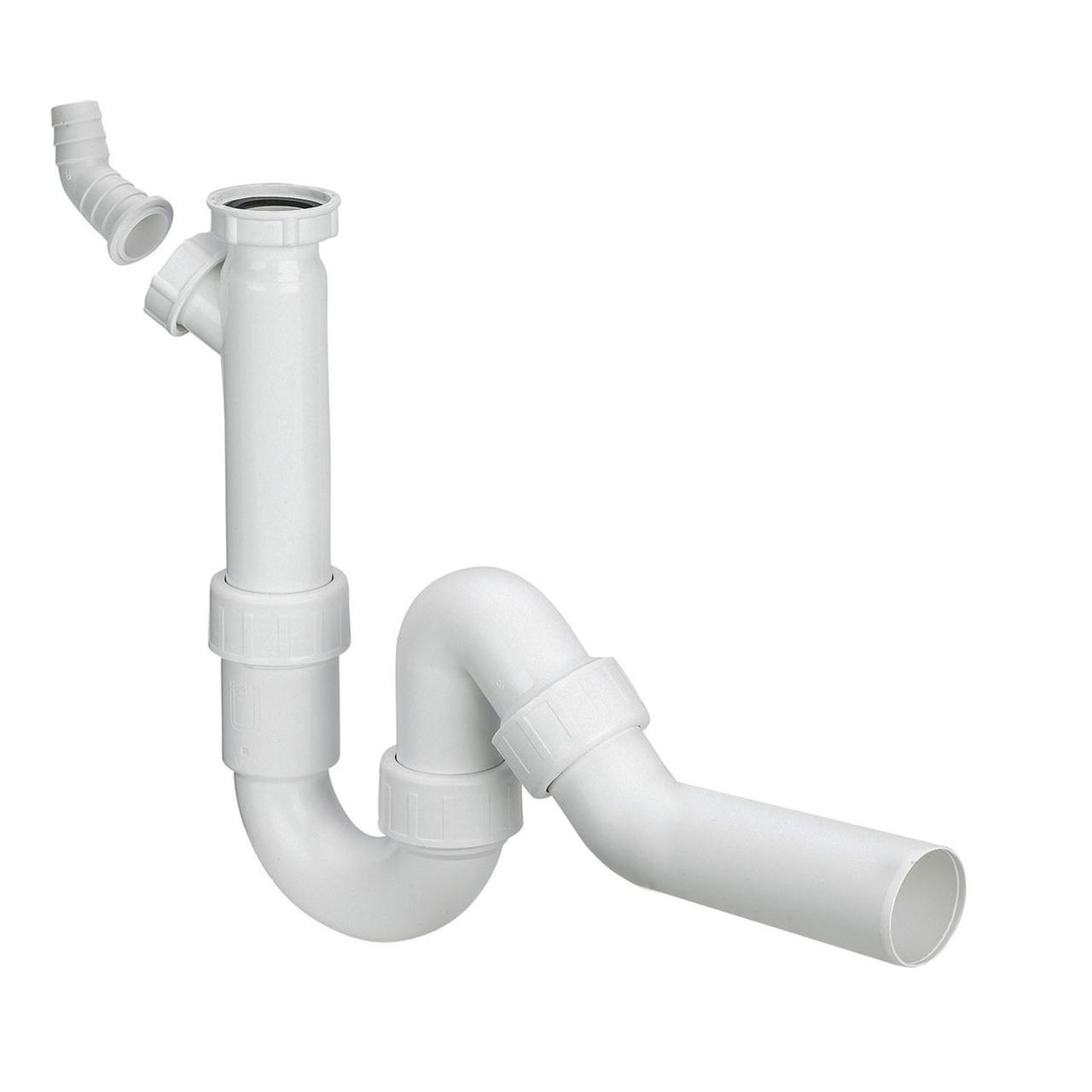 Сифон для раковини VIEGA 1 1/2"х40 з відведенням, 45° пластик білий трубний б/г 101800, фото 1