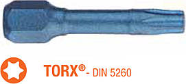 Насадка викруткова ударна USH Blue Shock : TORX T30 x 30 мм Torsion, Уп. 5 шт.