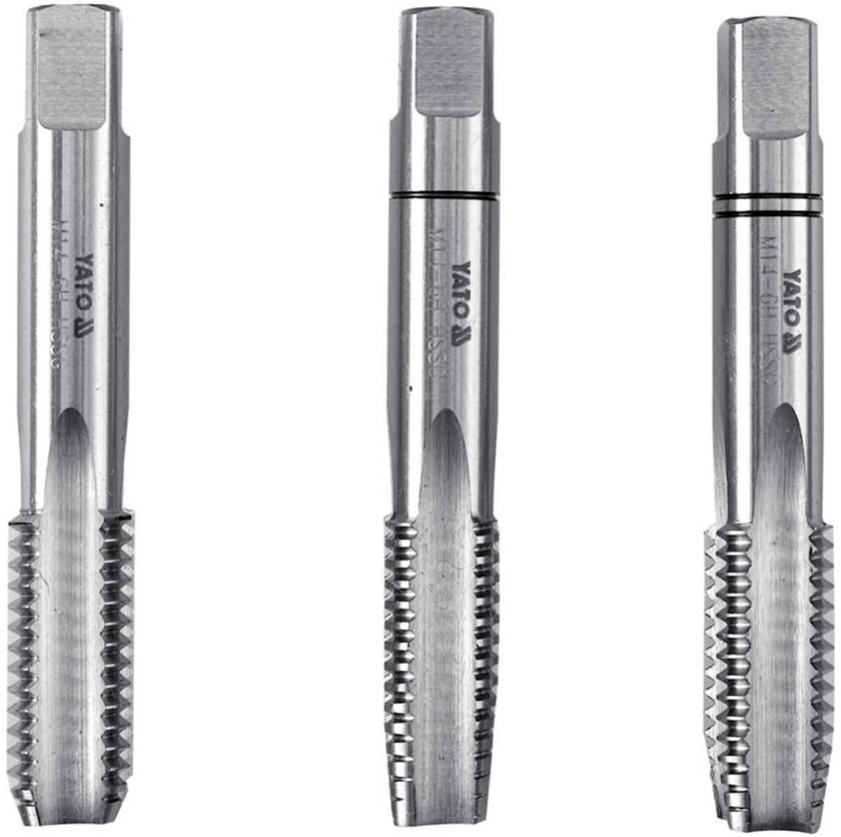 Мітчик YATO М12 х 1.75 мм, HSS М2, l= 75 мм, 3 шт [50/200]