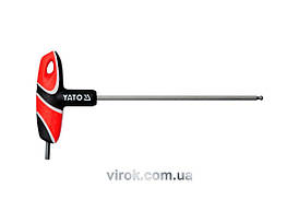 Ключ шестигранний YATO : тип "T", M4 мм, двосторонній, кульковий наконечник L= 140 мм [12/240]