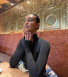 Жіночий базовий укорочений лонгслів із блискавкою та вирізом для пальчиків топ мікродайвінг довгий рукав VS