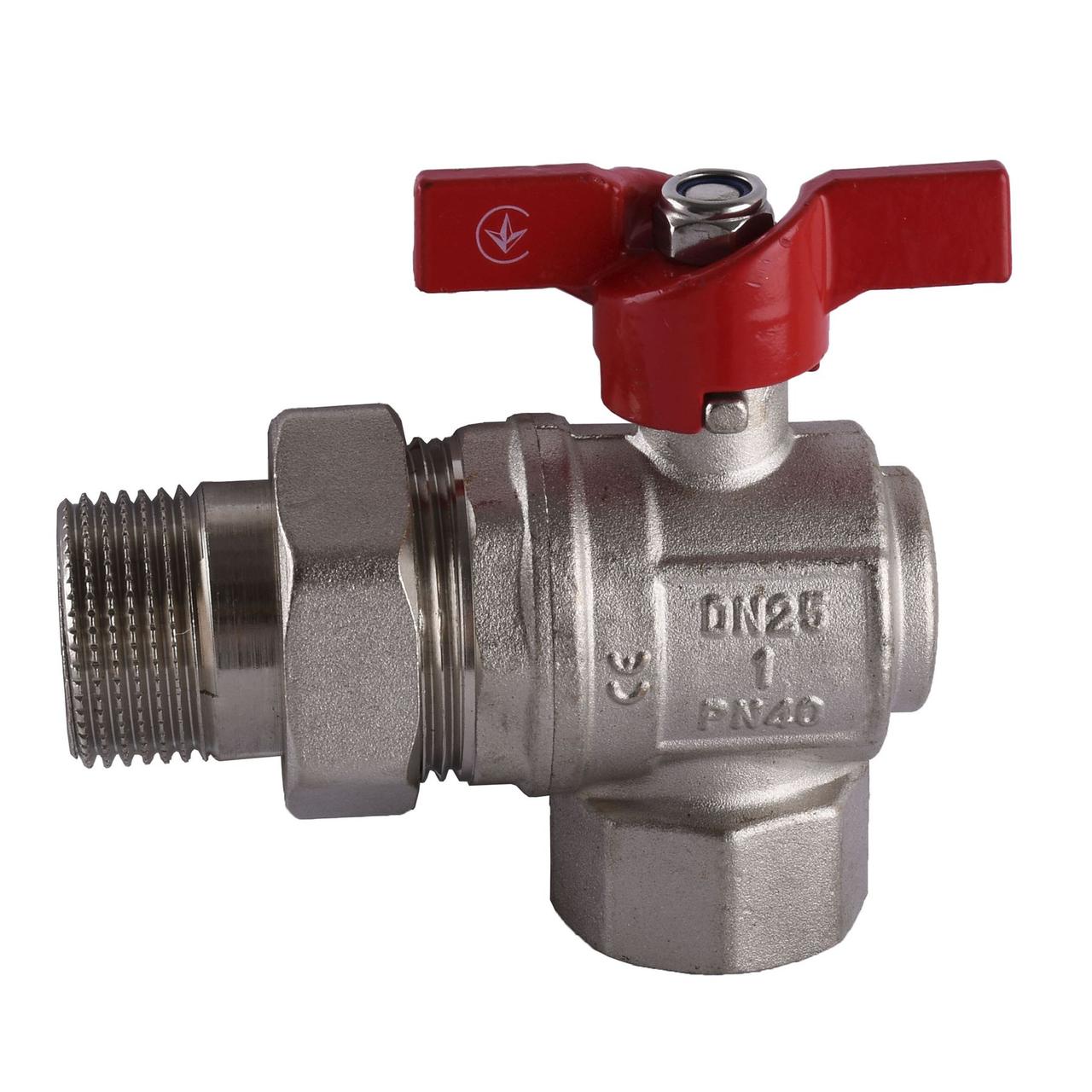 Кран кульовий кутовий з американкою SELBA 1″ PN 40 внутрішній-зовнішній SL1543, фото 1