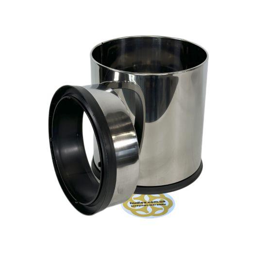 Відро для сміття господарське 8Л з притискним кільцем, нержавіюча сталь, хром VINKS, фото 1