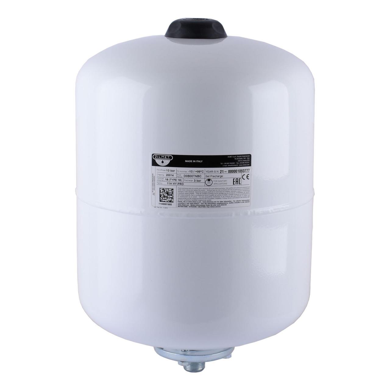 Бак гідроакумулятор для води Zilmet Hy-Pro 5 L (3/4″G) 10 bar / +99°C (Італія) 11H0000500