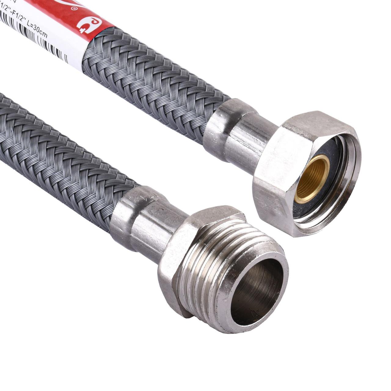 Шланг для води TUCAI 1/2″x1/2″ (0,4 м) гайка-штуцер (антикорозійний) TAQ ACB HG, фото 1
