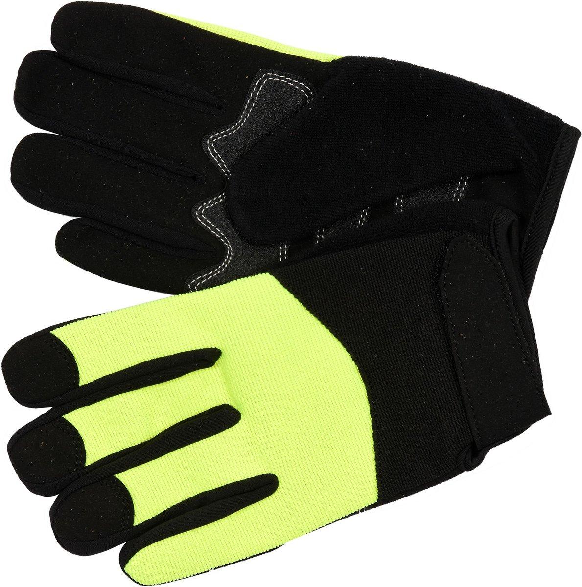 Рукавиці робочі чорно-жовті зміцнені YATO для сенс. екранів, штучна шкіра +бавовн трикотаж,розмір8DW