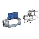 Кран кульовий міні SOLOMON 1/2″ зовнішній-зовнішній (хром) NV-3161, фото 4