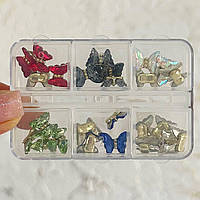 Набор шармов для декора ногтей Бабочки 5 видов (24 штуки)
