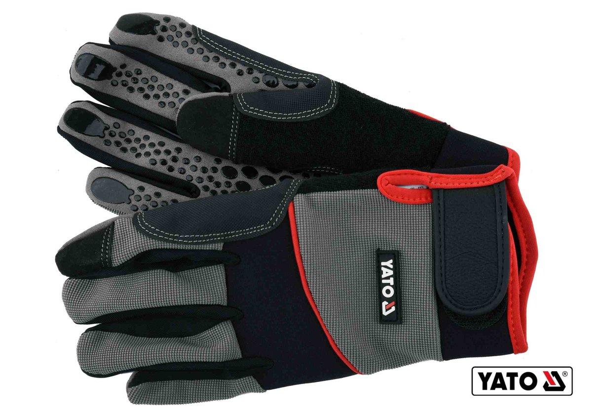 Рукавиці робочі з протиковзними наволочниками YATO: штучна шкіра,поліуретан,спандекс розм. 9 [12/72]