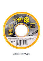 Фум - стрічка VOREL тефлонова ущільнююча, l= 15 м, b= 19 мм, h= 0,2мм [200]
