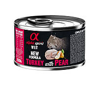 Полнорационный влажный корм для котов и кошек Alpha Spirit Turkey with Pear с индейкой и грушами