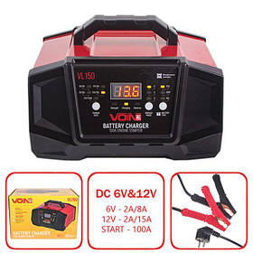 Пуско-зарядне устр-во VOIN VL-150 6-12V/2A-8A-15A/Start-100A/20-180AHR/LCD-індик. (VL-150)