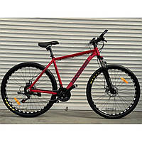 Спортивный горный велосипед на колесах 29 дюймов и алюминиевой раме 21 TopRider 670 Красный