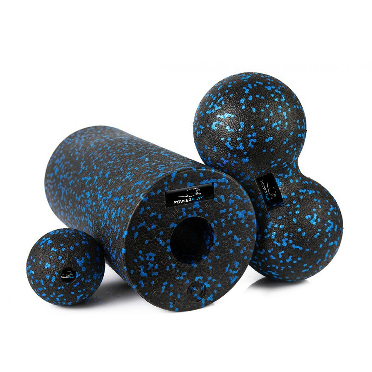 Набір для йоги PowerPlay PP_4008 EPP Foam Roller Set роллер + 2 масажні м'ячі Чорно-синій - фото 2 - id-p2117541206