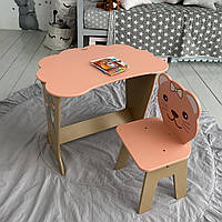 Столик детский со стульчиком для творчества рисования игр и обучения крышка облако розовый стол для детей