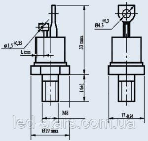 Т132-50-10 тиристор штирьовий (50А 1000В), фото 1