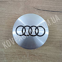Колпачок на диски Audi серебристый/черный лого 56мм.