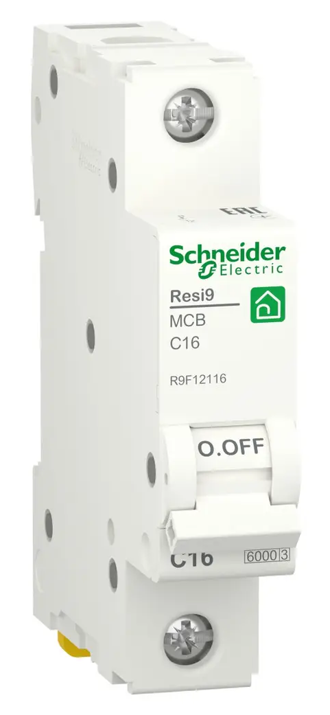 Автоматический выключатель / автомат 16 ампер однополюсный Schneider Electric (Шнайдер) тип С 6кА Resi9 - фото 1 - id-p1602541316