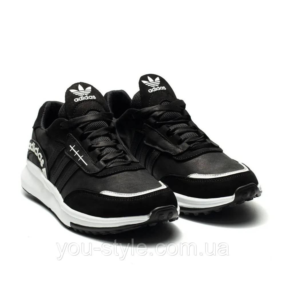 Кросівки шкіряні  Adidas колір чорний, білий