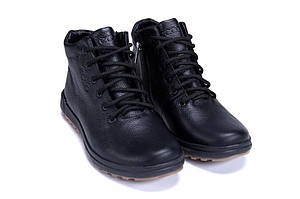 Зимові шкіряні ботинки Ecco чорні.