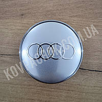 Колпачок на диски Audi серебристый/хром лого 61мм.
