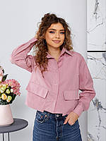 Женская рубашка укроченная свободного кроя ткань котон :42, 44, 46, 48; (4) "RUSAN" RIN4958-2329 zam