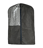 Чехол флизелиновый для одежды с прозрачной вставкой длиной 90 см (серый)