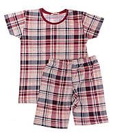 Пижама для мальчика хлопковая футболка + шорты бордовый Турция р.134 (9),140 (10),146 (11)