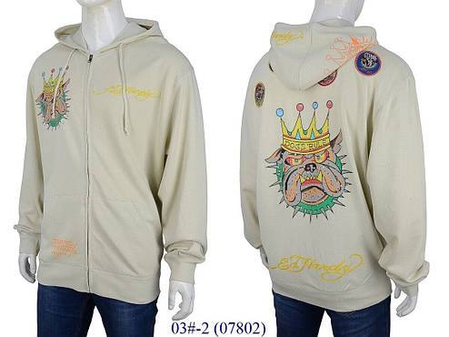 Кофта на блискавці з капюшоном, толстовка, худі, великі розміри унісекс дизайнерська брендова ED HARDY, фото 1