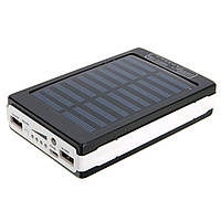 УМБ Power Bank Solar 20000mAh мобильное зарядное с солнечной панелью и Led лампой Черная