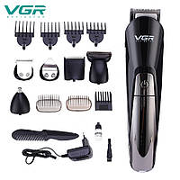 Аккумуляторная парикмахерская машинка для стрижки волос и бороды VGR V-012 Professional Kit 6 в 1