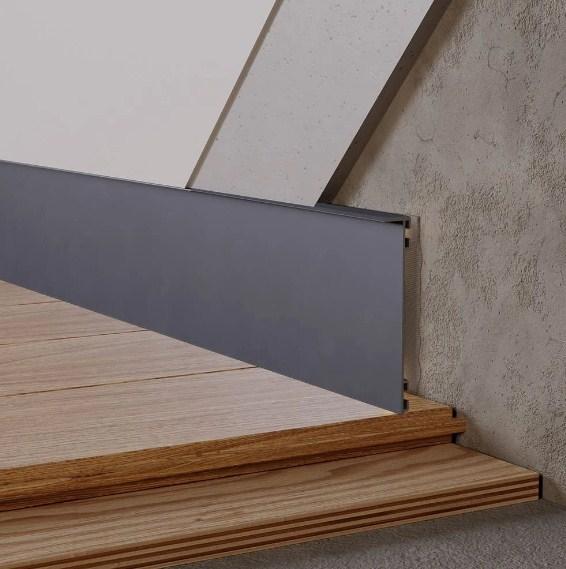 Плінтус прихованого монтажу RAL 90х15х2700 мм (профіль) алюмінієвий підлоговий ALU-S9015R