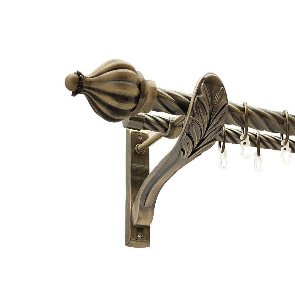 Карниз кований для штор подвійний антик ретро Таджа 25мм х 16мм діаметр твістер кручена комплект, фото 1