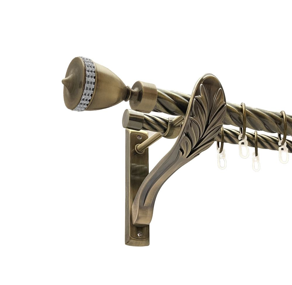 Карниз кований для штор подвійний антик ретро Этерния 25мм х 16мм діаметр твістер кручена комплект, фото 1