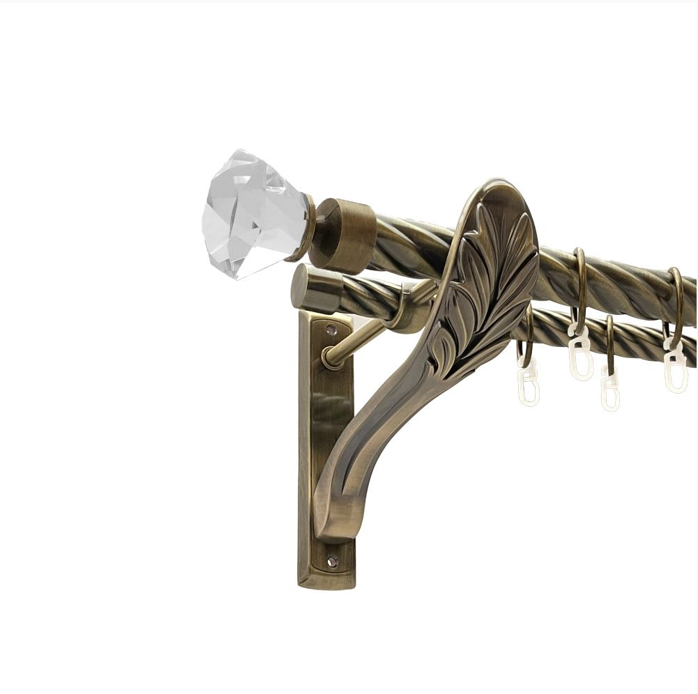 Карниз кований для штор подвійний антик ретро Спектралія 25мм х 16мм діаметр твістер кручена комплект, фото 1