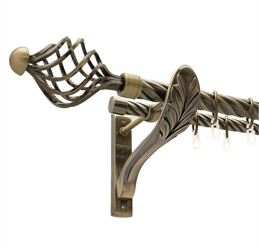 Карниз кований для штор подвійний антик ретро Навона 25мм х 16мм діаметр твістер кручена комплект, фото 1