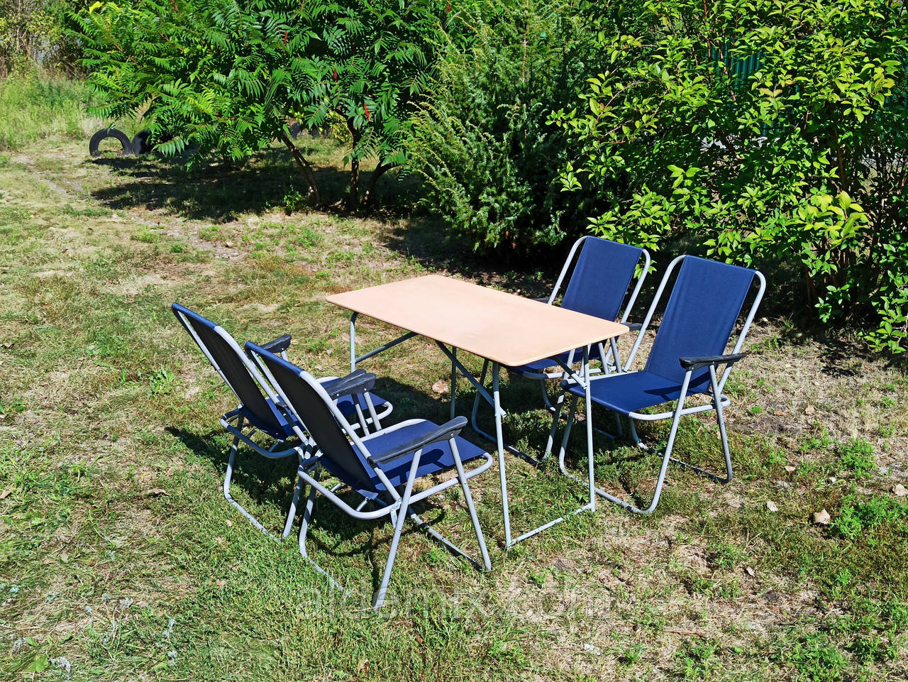 Набір туристичних меблів розкладний стіл та стільці для пікніка "Комфорт ФМ+4с" розкладне крісло на природу